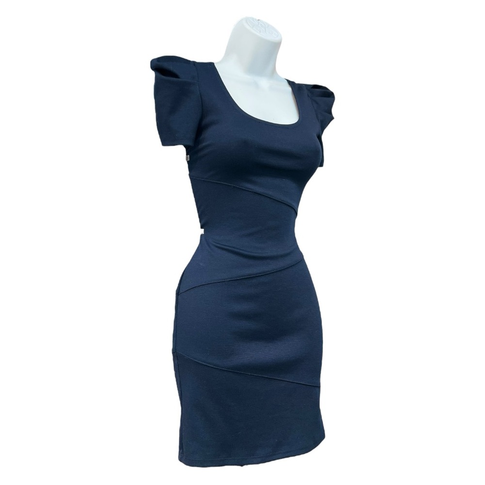 Timing Blue Bodycon Mini Dress with Puff Sleeves - Picture 4 of 6